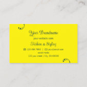 Dunkelblau und Gelb Verziert mit Portrait-Foto Visitenkarte (Rückseite)