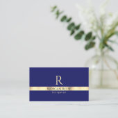 Dunkelblau und Gold, QR-Code und Monogramm generie Visitenkarte (Stehend Vorderseite)