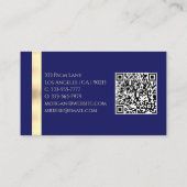 Dunkelblau und Gold, QR-Code und Monogramm generie Visitenkarte (Rückseite)