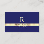 Dunkelblau und Gold, QR-Code und Monogramm generie Visitenkarte (Vorderseite)