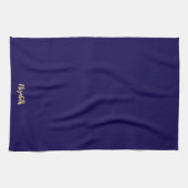 Dunkelblau und Gold Trendiger Skriptname Elegant Geschirrtuch (Horizontal)