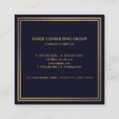 Dunkelblau und goldblau Beruflich Quadratische Visitenkarte (Rückseite)