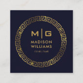 Dunkelblau und goldblau Beruflich Quadratische Visitenkarte (Vorderseite)