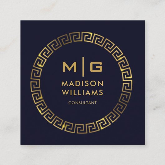 Dunkelblau und goldblau Beruflich Quadratische Visitenkarte (Vorderseite)