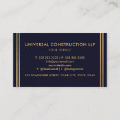 Dunkelblau und goldblau Beruflich Visitenkarte (Rückseite)