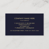 Dunkelblau und goldblau Beruflich Visitenkarte (Rückseite)