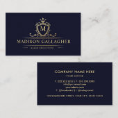 Dunkelblau und goldblau Beruflich Visitenkarte (Vorne/Hinten)