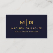 Dunkelblau und goldblau Beruflich Visitenkarte (Vorderseite)