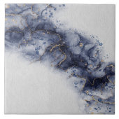 Dunkelblau und goldene Aquarellfarben Fliese (Vorderseite)