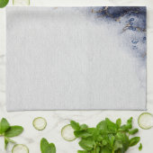 Dunkelblau und goldene Aquarellfarben Geschirrtuch (Gefaltet)