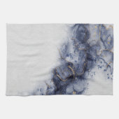 Dunkelblau und goldene Aquarellfarben Geschirrtuch (Horizontal)