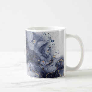 Dunkelblau und goldene Aquarellfarben Kaffeetasse