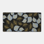 Dunkelblau und goldfarbene Blätter auf schwarz Schreibtischunterlage (Vorderseite)