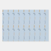 Dunkelblau und goldgelb blühende Doodles in blau Geschenkpapier Set (Vorderseite 3)