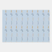 Dunkelblau und goldgelb blühende Doodles in blau Geschenkpapier Set (Vorderseite 2)