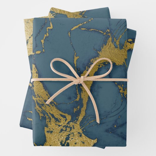 Dunkelblau und Goldmarmor Geschenkpapier Set (Beispiel)