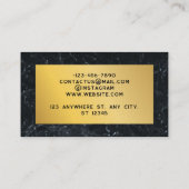 Dunkelblau und Goldmarmor Visitenkarte (Rückseite)