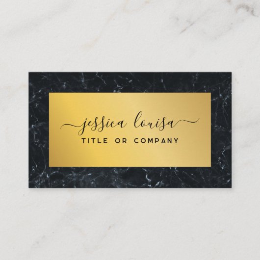 Dunkelblau und Goldmarmor Visitenkarte (Vorderseite)