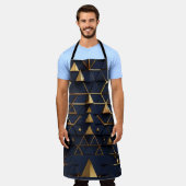 Dunkelblau und Goldpyramide Kunst Schürze (Getragen)