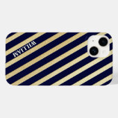 Dunkelblau und Goldstreifen Case-Mate iPhone Hülle (Rückseite (Horizontal))
