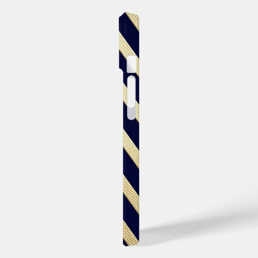 Dunkelblau und Goldstreifen Case-Mate iPhone Hülle (Rückseite / Links)