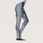 Dunkelblau und graue Marmortextur Leggings (Rechts)