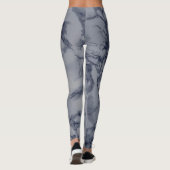 Dunkelblau und graue Marmortextur Leggings (Rückseite)