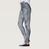 Dunkelblau und graue Marmortextur Leggings (Links)