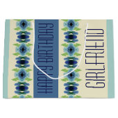 Dunkelblau und hellblau Gemustert Große Geschenktüte (Vorderseite)