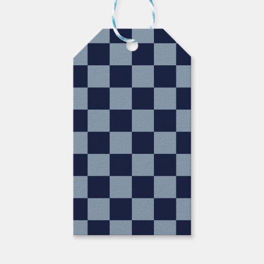 Dunkelblau und Hellblau Karo Geschenkanhänger (Vorderseite)