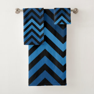 Dunkelblau und hellblau, moderne Streifen Badhandtuch Set