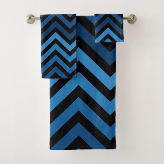 Dunkelblau und hellblau, moderne Streifen Badhandtuch Set (Insitu)