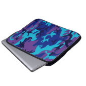 Dunkelblau und Lila Camouflage Laptopschutzhülle (Vorne Knopf)
