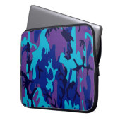 Dunkelblau und Lila Camouflage Laptopschutzhülle (Vorderseite Links)