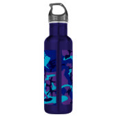 Dunkelblau und Lila Camouflage Wasserflasche Edelstahlflasche (Rückseite)