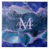 Dunkelblau und Lila Glitzer Fliese (Vorderseite)