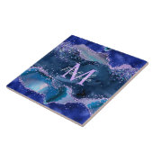 Dunkelblau und Lila Glitzer Fliese (Seite)