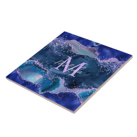 Dunkelblau und Lila Glitzer Fliese (Seite)