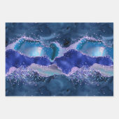 Dunkelblau und Lila Glitzer Geschenkpapier Set (Vorderseite 2)