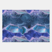 Dunkelblau und Lila Glitzer Geschenkpapier Set (Vorderseite)