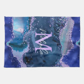 Dunkelblau und Lila Glitzer Geschirrtuch (Horizontal)