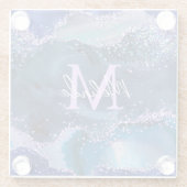 Dunkelblau und Lila Glitzer Glasuntersetzer (Rückseite)