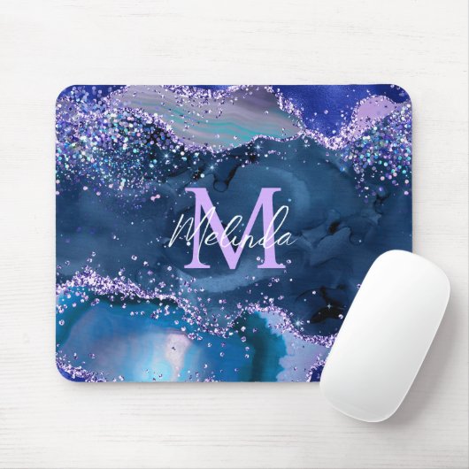 Dunkelblau und Lila Glitzer Mousepad (Mit Mouse)