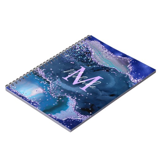 Dunkelblau und Lila Glitzer Notizblock (Linke Seite)