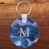 Dunkelblau und Lila Glitzer Schlüsselanhänger (Vorderseite)
