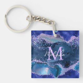 Dunkelblau und Lila Glitzer Schlüsselanhänger