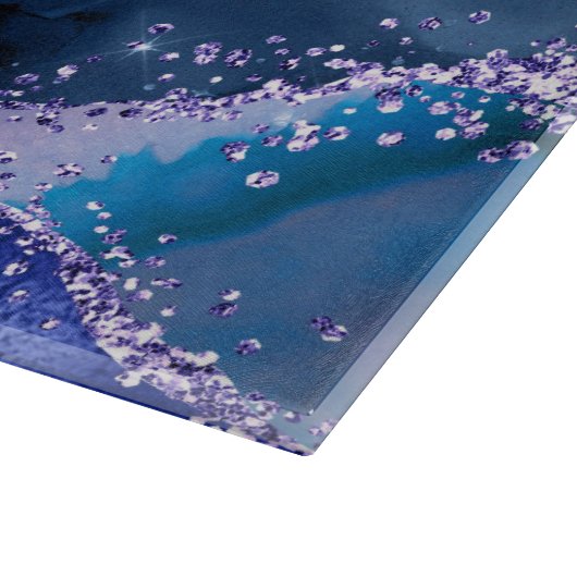 Dunkelblau und Lila Glitzer Schneidebrett (Ecke)