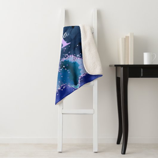 Dunkelblau und Lila Glitzer Sherpadecke (Beispiel)