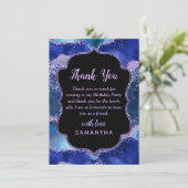 Dunkelblau und Lila Ozean Agate Geburtstag Dankeskarte (Stehend Vorderseite)