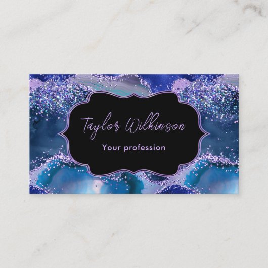 Dunkelblau und Lila Ozean Visitenkarte (Vorderseite)